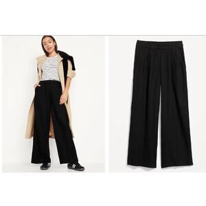 New NWT Old Navy Women's Black High Rise Full Length Pants Linen Blend Size‎ XL